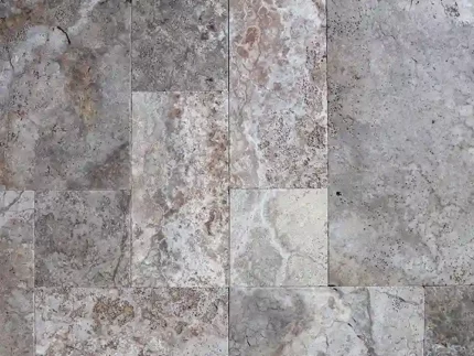 Silver Travertine-Cross Cut-Tumbled-Tile