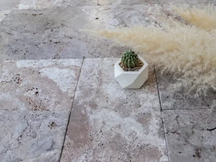 Silver Travertine-Cross Cut-Tumbled-Tile