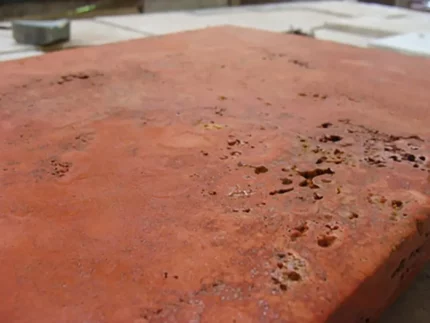 Red Travertine-Cross Cut-Brushed-Tile